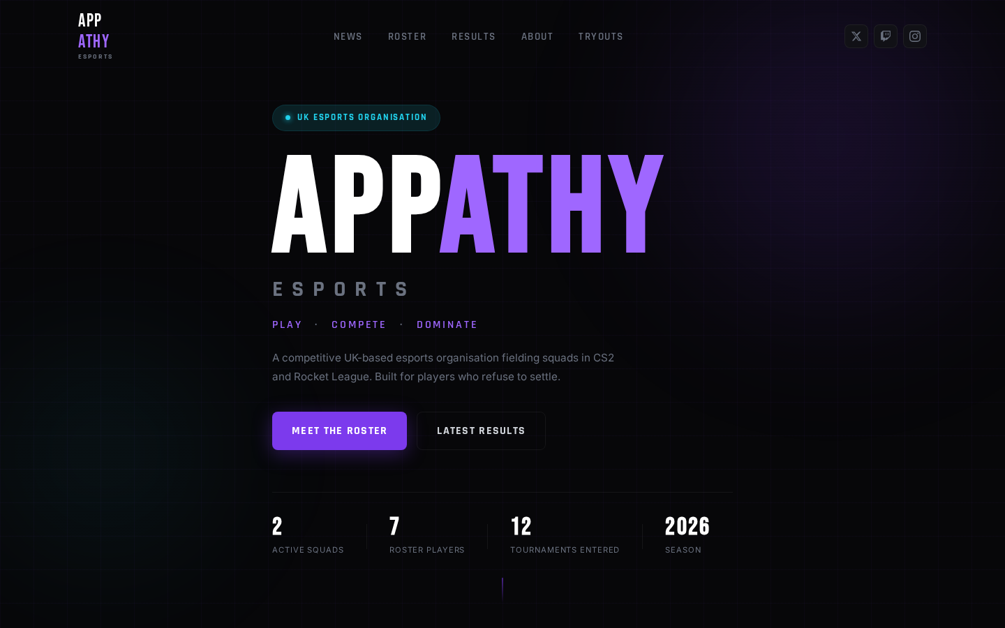 Appathy Esports desktop preview