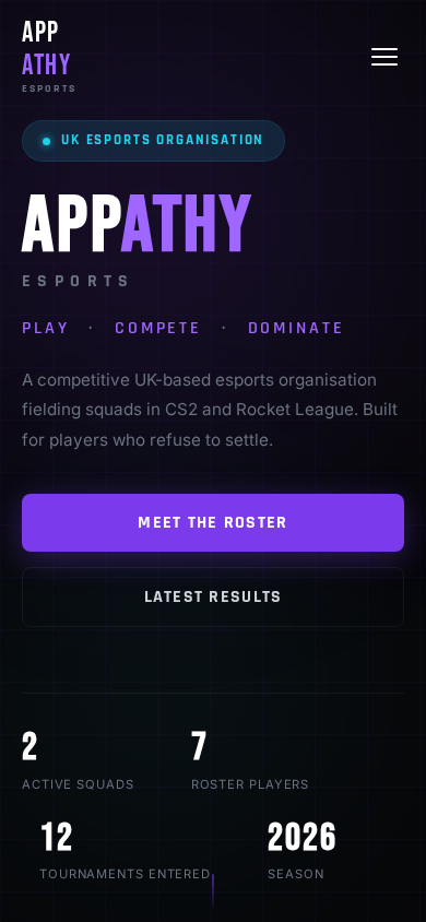 Appathy Esports mobile preview
