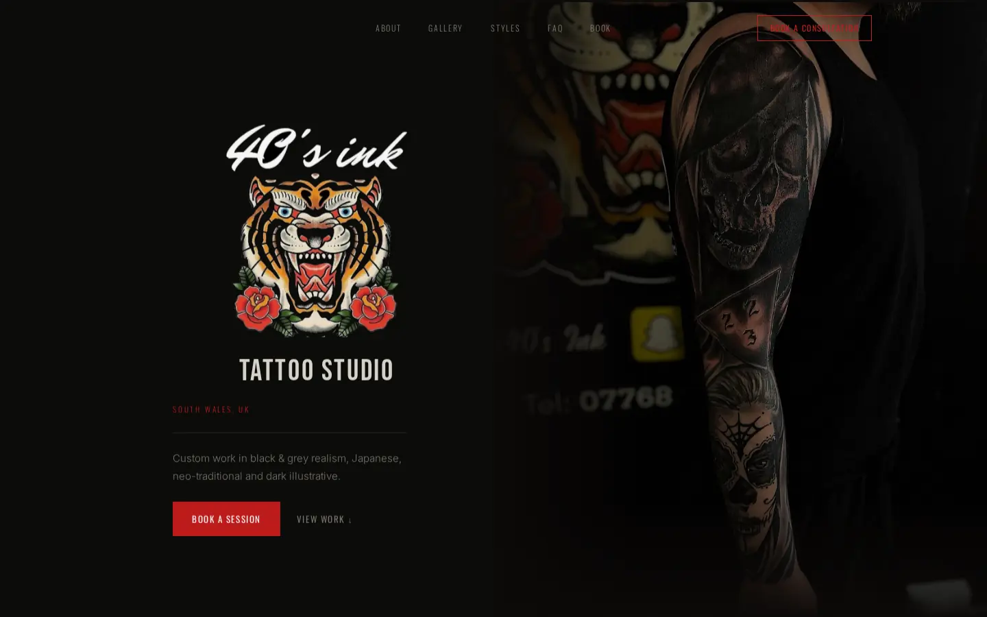 40s Ink Tattoo Studio website preview
